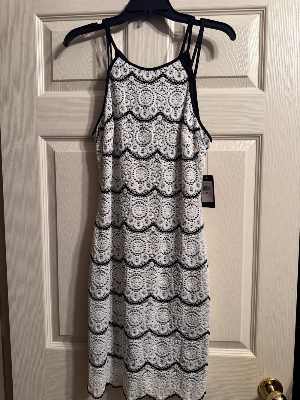 Guess Black and White Crochet Midi Dress